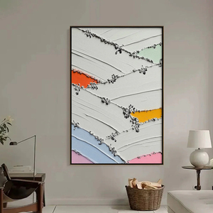 Moments Of Color Abstract Oil <b>Painting</b> Textured Wall Art Hand Painted Canvas With <b>Frame</b> Contemporary Indoor Decor - Product Image 3