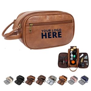 Neceser de Viaje Unisex Resistente al Agua, Organizador de Artículos de Aseo con Cierre de Cremallera, Bolsa de Cosméticos de Cuero PU para Hombres y Mujeres - Product Image 1