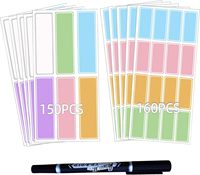 Stiker Warna-warni Tahan Air, Dapat Dihapus, Dapat Ditulisi, untuk Label Nama, Botol Anak, Penyimpanan Dapur, Organisasi Kantor