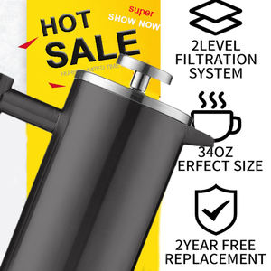 Produit Personnalisé, Cafetière Isolée à Double Paroi, Noir Mat, Capacité 6 Tasses, 1000 ml, Acier Inoxydable, Ensemble Café et Thé Noir Mat - Product Image 4