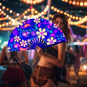 Abanico de mano plegable de bambú con estampado de orgullo arcoíris personalizado con técnica pintada a mano 33x66cm regalo hecho a mano - Product Image 3