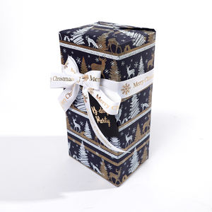 Christmas Gift <b>Wrapping</b> Brush Gold <b>White</b> Kraft <b>Paper</b> Wrap Packaging Roll 43*300 cm - Product Image 1