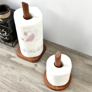 Cross-border wholesale walnut-colored solid wood <b>kitchen</b> toilet <b>paper</b> holder, ebony <b>paper</b> towel holder, dining table upright, - Product Image 3