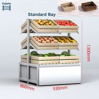 Witte Eilandrek - Open, zwaarbelastbaar metalen & houten displayrek voor supermarkten, centrale gang, merchandise voor levensmiddelenhandelaren