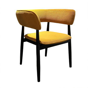 Chaise de salle à manger moderne en tissu <span class=keywords><strong>fourrure</strong></span>, avec dossier incurvé et pieds en bois massif, <span class=keywords><strong>fauteuil</strong></span> confortable pour restaurant et café. - Product Image 1