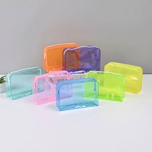 J21526 Simple Fashion <b>Transparent</b> Pvc <b>Makeup</b> Pouch Customized Logo Toiletries Organizers Women Waterproof Portable Wash <b>Bag</b> - Product Image 5