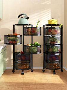 Carrito de Almacenamiento Móvil Metálico para Cocina, Diseño Multifuncional Giratorio con Cestas para Vegetales de Varias Capas, Tendencia 2025 - Product Image 6