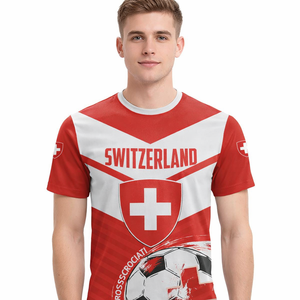 Camiseta de la Selección Nacional de Fútbol de <span class=keywords><strong>Suiza</strong></span> 2026, Sublimada, Cuello Redondo, para Hombre, Artículo Esencial para Aficionados Suizos - Product Image 2
