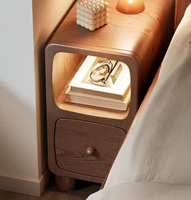 Table de chevet étroite en bois massif durable avec tiroir, vente en gros