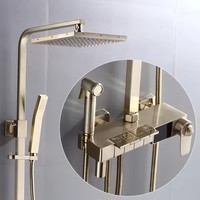 Système de douche numérique doré brossé en acier inoxydable avec pommeau de douche en laiton, ensemble de douche numérique pour salle de bain, vente en gros