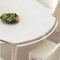 Ensemble de table et chaises de salle à manger rondes en bois massif, extensibles et pliantes, style moderne et luxueux, 4 à 8 places, utilisation hôtelière, couleur crème, mobilier de salle à manger