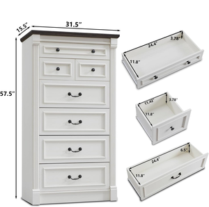 <span class=keywords><strong>Commode</strong></span> de style campagnard à 7 tiroirs, coiffeuse et <span class=keywords><strong>commode</strong></span> à cinq tiroirs avec colonnes romaines - Product Image 5