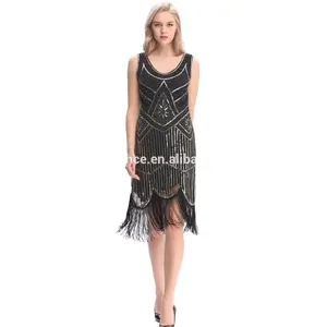 Baju Dansa 1920S Rumbai Gaun Flapper Dekorasi Great Gatsby Gaun Pesta Payet Vintage