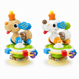 Suction Cup Spinning Toy High Chair Baby Rattle Toys with Steering Wheel <strong>Telescopic</strong> Dog Sensory Toy Set for Toddlers 18 Months - Product Image 1