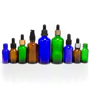 5Ml 10Ml 15Ml 20Ml 30Ml 50Ml 100Ml Preto Claro Azul Verde Amber Frasco Conta-gotas De Vidro Para Óleo Encial