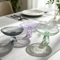 Japanse stijl glazen fruitschaal met voet, kristallen dessertschaal met standaard, luxe snoepvaatje voor thuisdecoratie