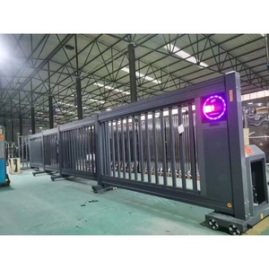 <span class=keywords><strong>Portail</strong></span> coulissant sectionnel antivol en alliage d'aluminium robuste avec télécommande et conception télescopique automatique pour la sécurité extérieure des parcs - Product Image 3