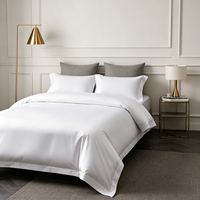 Parure de lit hôtelière de luxe 4 pièces en coton égyptien 100% 400 fils/cm², drap-housse, taie d'oreiller et housse de couette toutes saisons, taille King