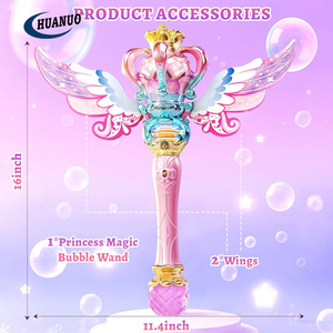 Máquina de Burbujas Giratoria Recargable con Luz para Niños, Juguete con 12 Recargas de Burbujas y Música, Varita de Burbujas de Princesa para Niñas - Product Image 6