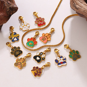 Gold Plated Stainless Steel Paw Print Charm Pendant Cute Animal Shape Unisex Fashion Jewelry Gift - Product Image 3