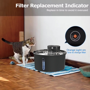 Nuovo arrivo 5000mAh intelligente sensore nero senza fili in acciaio inox Pet fontana di acqua gatto alimentatore distributore di acqua con filtro