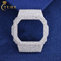 Accessoires de modification pour montre DW5600 : Lunette pavée de moissanite VVS de tailles variées, style 'Buss Down' et 'Iced Out', Pièces de montre en gros