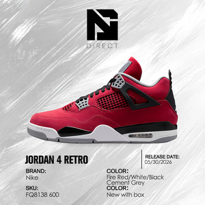 Air Jordan 4 Retro 'Toro Bravo' 2026 Rouge Noir Chaussures de basketball montantes en daim avec semelle extérieure en caoutchouc à lacets - Product Image 6