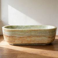 Baignoire en marbre onyx naturel de luxe de haute qualité pour salle de bain, maison moderne, sur pied, taille et forme personnalisées