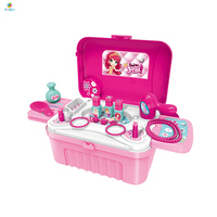 Lumière Musique Portable Faire semblant de Jouer Maquillage Jouet Maison pour Filles 3-en-1 Enfants Beauté Robe Table Ensemble de Bagages Plastique Voyage Cas