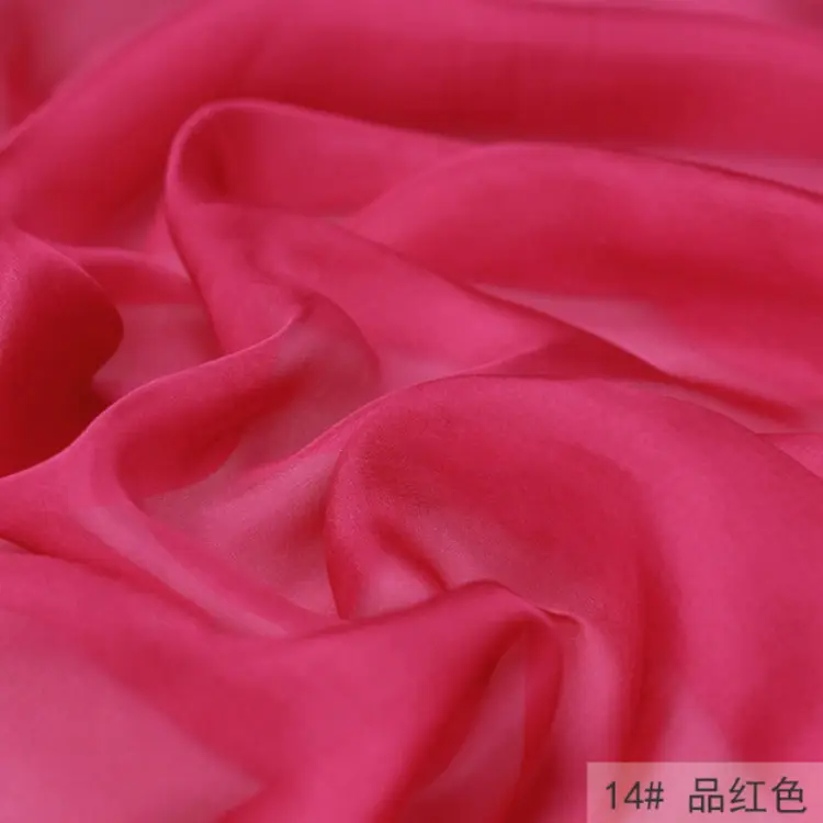 6mm 140cm चीन लाल फ्रेंच प्योर सिल्क शिफॉन स्कार्फ के लिए प्रकाश कपड़े कपड़े