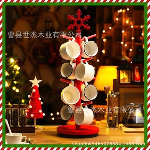 Christmas Wooden Cup Holder Rotating Desktop Storage Rack Solid Wood 5 Layers Novelty Design - Product Image 3