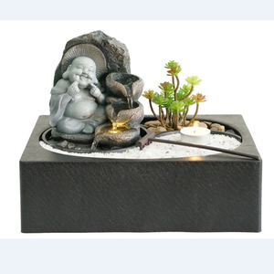 Fuente de cascada <span class=keywords><strong>Maitreya</strong></span> Laughing Buddha Rockery, fuente de mesa de decoración interior - Product Image 1