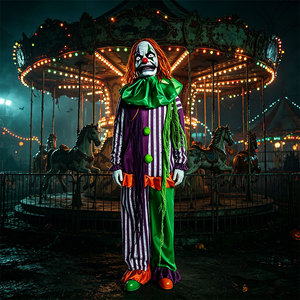 Figura Animatrónica de Halloween, Payaso de Circo Vintage Espeluznante, Accesorio Aterrador para Casa Embrujada, Escape Room, Decoración de Fiestas - Product Image 1