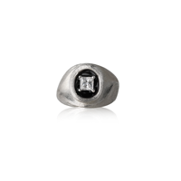 Bague Chevalière en Argent Sterling S925 avec Émail Haute Température, Moissanite de Haute Qualité, Bijou Fin Unisexe pour Homme, Idéale au Quotidien