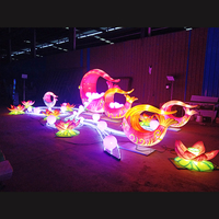 Lanterne LED en soie pour le Festival chinois, motifs de fleurs et dessins animés