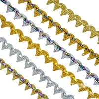 Usine argent métallique couture frivolité dentelle bricolage Polyester tissu coupe 2cm 13m or paillettes tressé dentelle garniture pour Costume