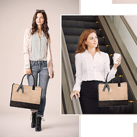 Vente en gros Grands sacs à provisions classiques en toile de jute imperméables pour femmes avec impression personnalisée Logos