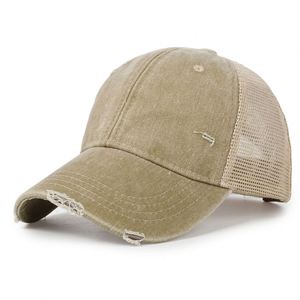 Gorra de béisbol de malla de 6 paneles desgastada y sin estructura con logo personalizado OEM de fábrica al por mayor - Product Image 6