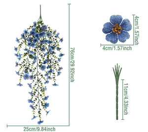 Décoration <span class=keywords><strong>murale</strong></span> de fleurs violettes <span class=keywords><strong>en</strong></span> <span class=keywords><strong>rotin</strong></span> artificiel avec feuilles d'eucalyptus <span class=keywords><strong>en</strong></span> plastique - Product Image 6