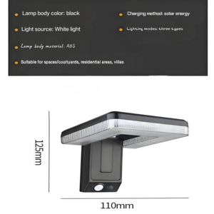 Lámpara de Pared LED Solar para Exteriores, de Montaje Superior e Inferior, con Alimentación Solar, para Casa, WADE-JS038 - Product Image 5
