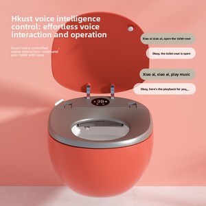 Inodoro inteligente de cerámica P-Trap automático colgado en la pared de diseño moderno con control remoto y calefacción de asiento montado en la pared de doble descarga - Product Image 5