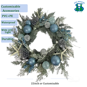 Giáng Sinh Vòng Hoa 40 Cm 22 Inch Prelit Giáng Sinh Vòng Hoa Màu Xanh Trắng Hoa Giáng Sinh Vòng Hoa Lớn Bất Cảm Ứng Giáng Sinh Vòng Hoa - Product Image 1