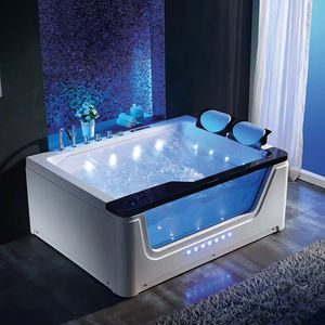 OEM/ODM Custom ized Indoor Air Jetted Whirlpool Hot Sale Acrylglas Wasserfall Massage für 2 Personen Drainer Villa Badewanne - Product Image 1