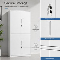 Archivador de Acero de Dos Secciones con Puertas con Cerradura, Gabinete de Almacenamiento de Oficina de Metal Blanco para Archivos, Documentos y Suministros