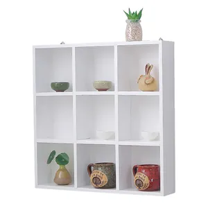 Étagères de rangement flottantes en bois, 120 pièces, 9 grilles, organisateur murale, boîte d'ombre pour cuisine, livre, maison et supermarché