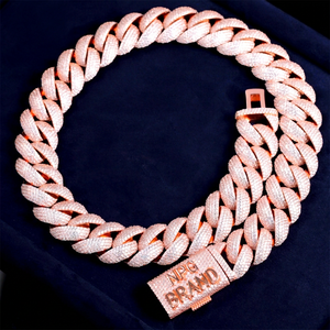 Hip Hop 22mm <b>Iced</b> <b>Out</b> Cuban <b>Chain</b> Fine Jewelry 18k Rose Gold Plated S925 Silver <b>Chain</b> for Men VVS Moissanite Cuban Link <b>Chain</b> - Product Image 1