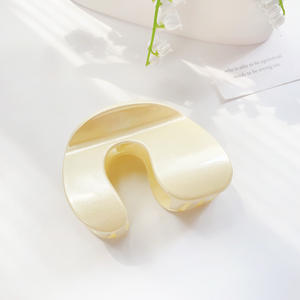 Nouvelles pinces à cheveux en plastique haut de gamme, semi-circulaires, couleur unie rose vif, pour filles et femmes - Product Image 4