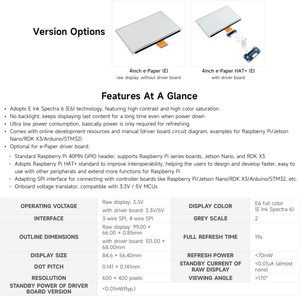 Aismartlink Waveshare 4inch E Ink Spectra 6 (E6) Full Color E-Paper Display, Compatible with <strong>Raspberry</strong> <strong>Pi</strong> 5 - Product Image 4