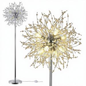 Lampe sur pied élégante et moderne de 69 pouces de haut, avec 32 cristaux en forme de feux d'artifice, finition chromée, modèle D0100XFRBV7, décoration pour chambre à coucher et salon - Product Image 1