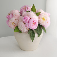 Bunga Peony Sutra Merah Muda Buatan, Ikat Tangan Semi-Handmade, Dekorasi Rumah, Centerpiece, Buket Bunga, Hari Ibu, Natal